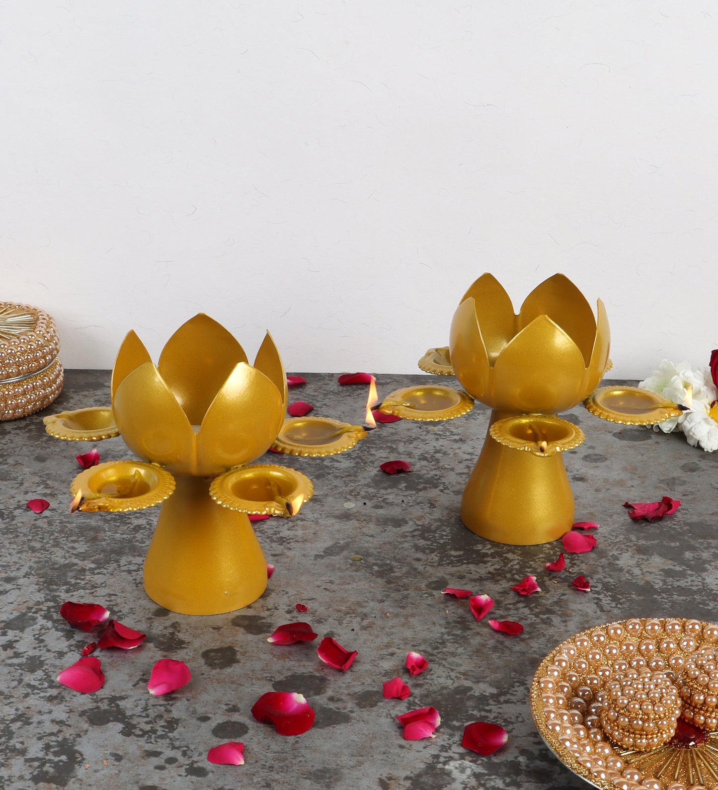 Gold Lotus Lotus Tealight Holder Set of 2