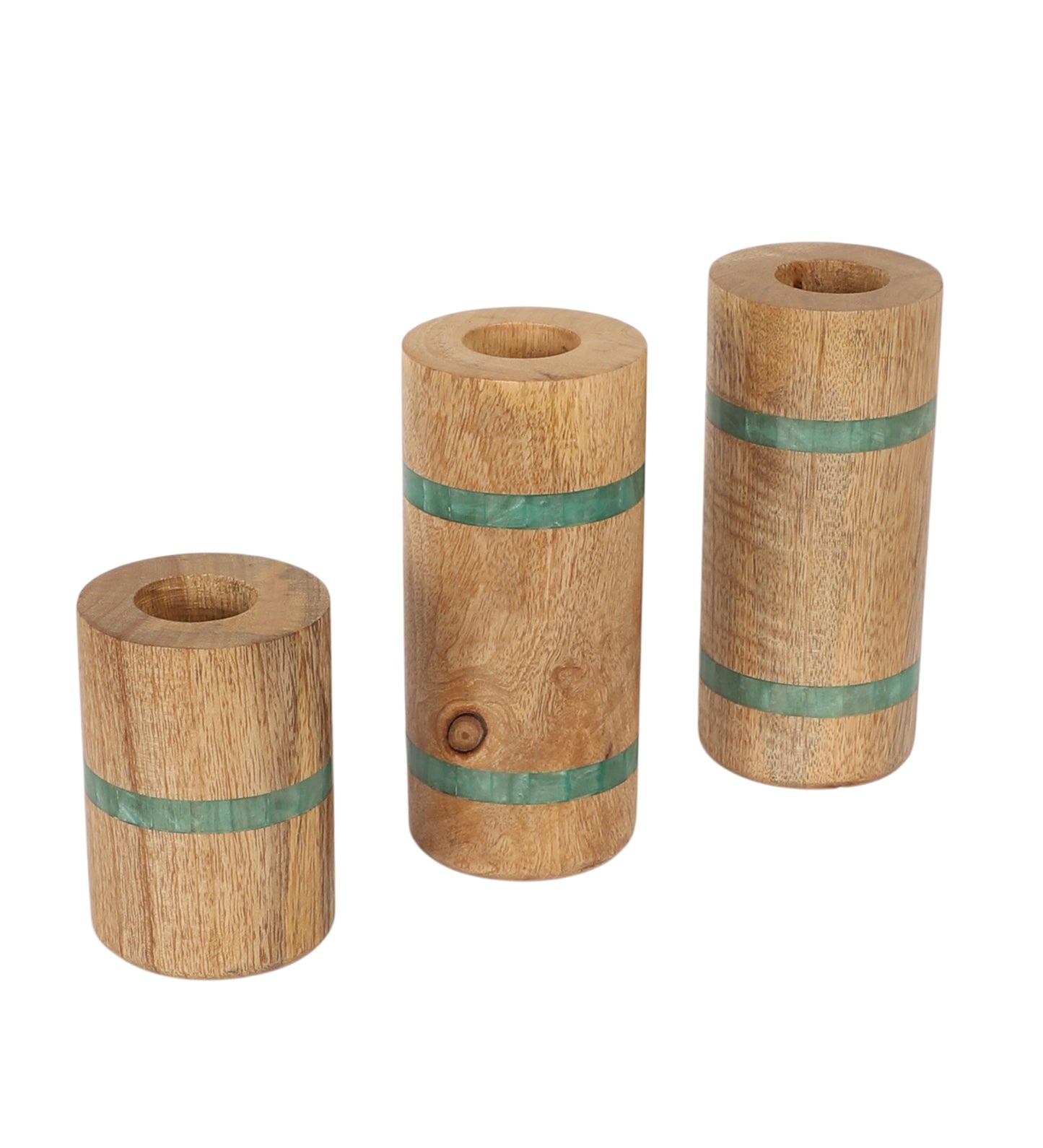 Mangowood & Resin Pillar Candle Stand Set of 3
