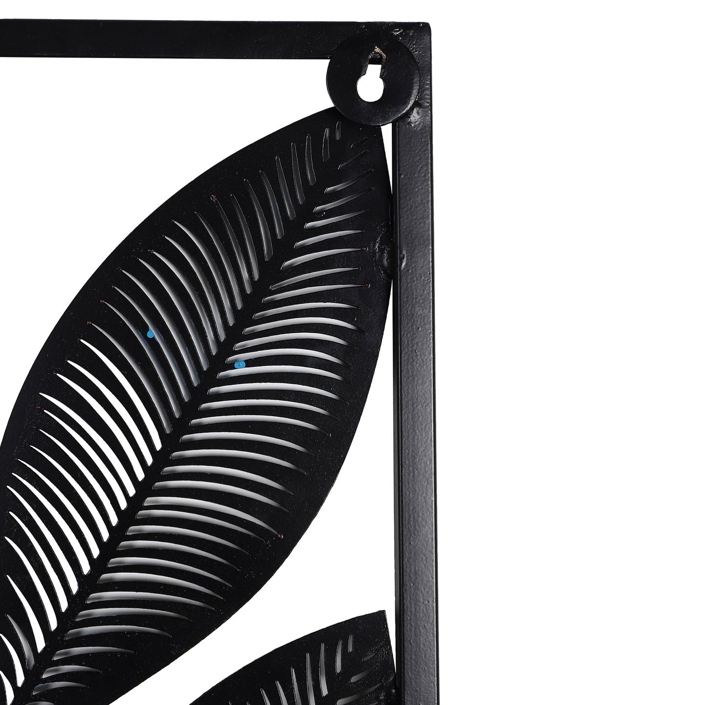 Rectangular Etching Black, Gold & Green Leaves Wall Décor