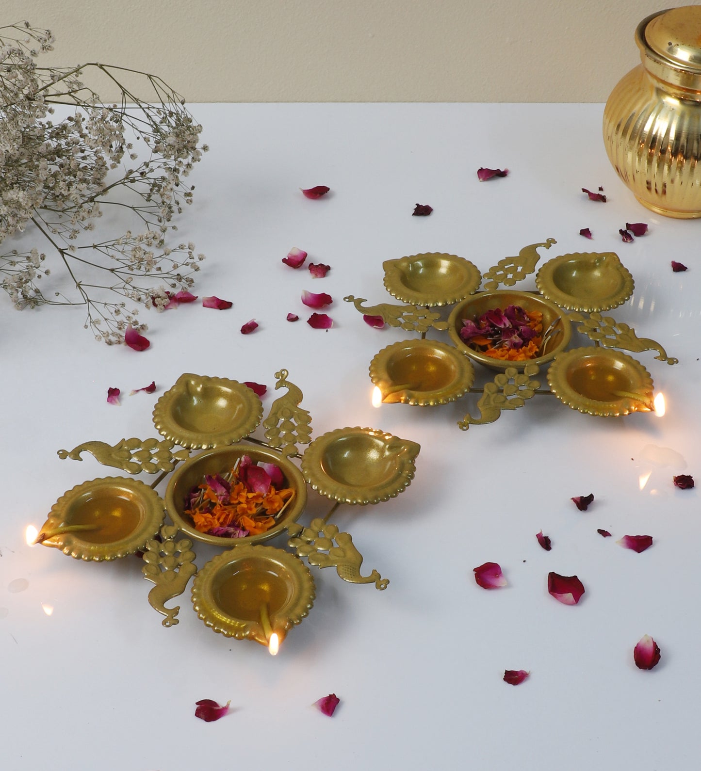 Peacock Small Dia Urli Set of 2