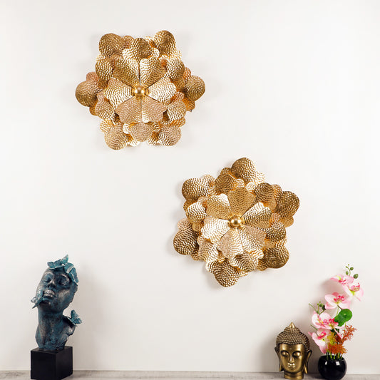 Gold Hammered Flower Wall Décor Set of 2