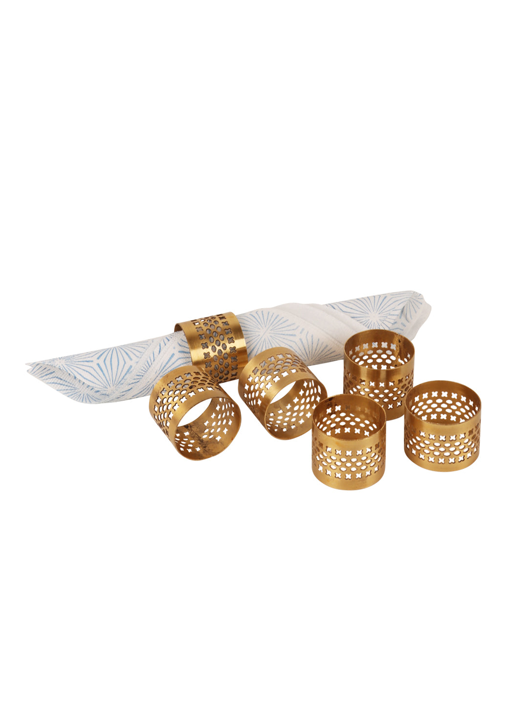 Gold Etching Napkin RIng  Set of 6
