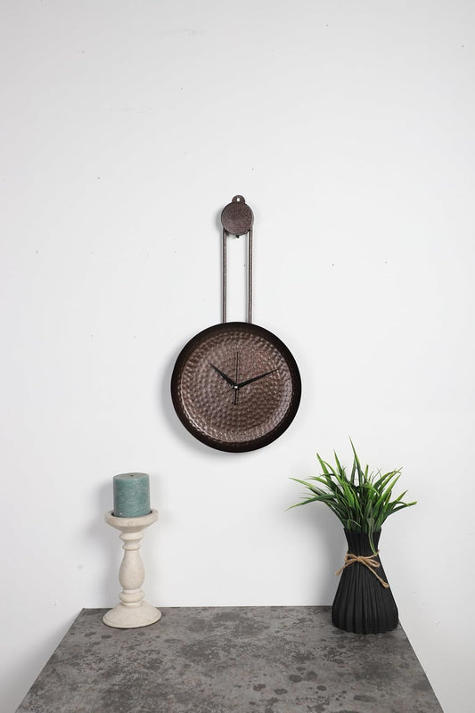 Brown Textured Round Clock
