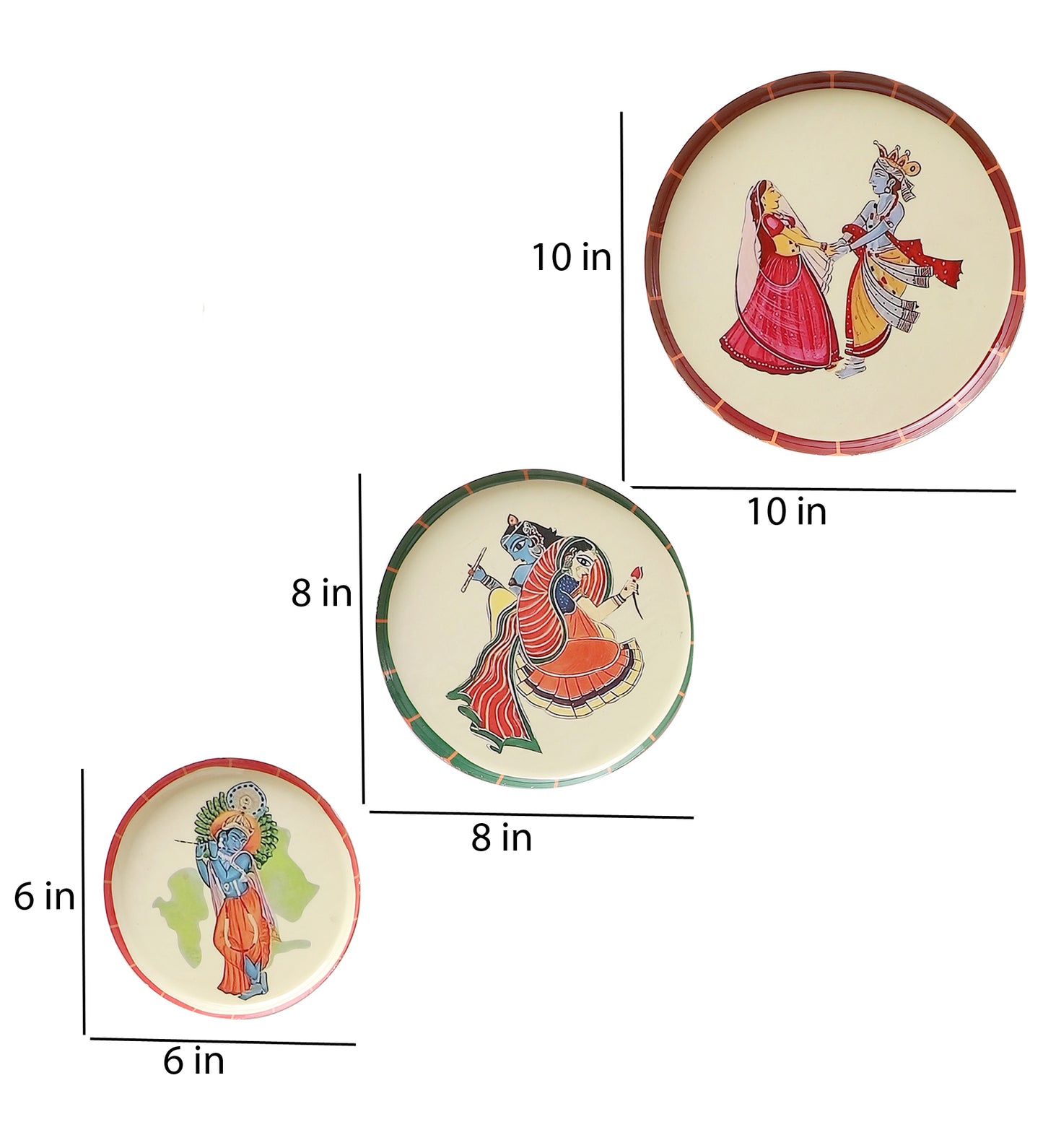 Radhey Krishna Metal & Meena Wall Plates Set of 5