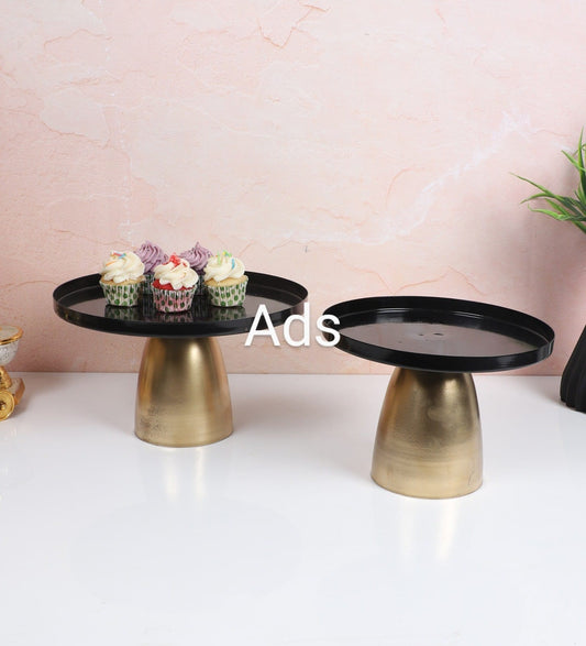 Black & Gold Cake Platter Set of 2