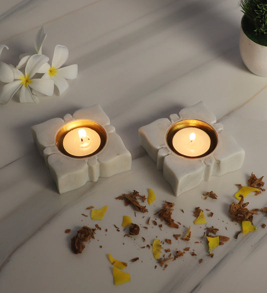 Square Marble & Brass Dia Set of 2