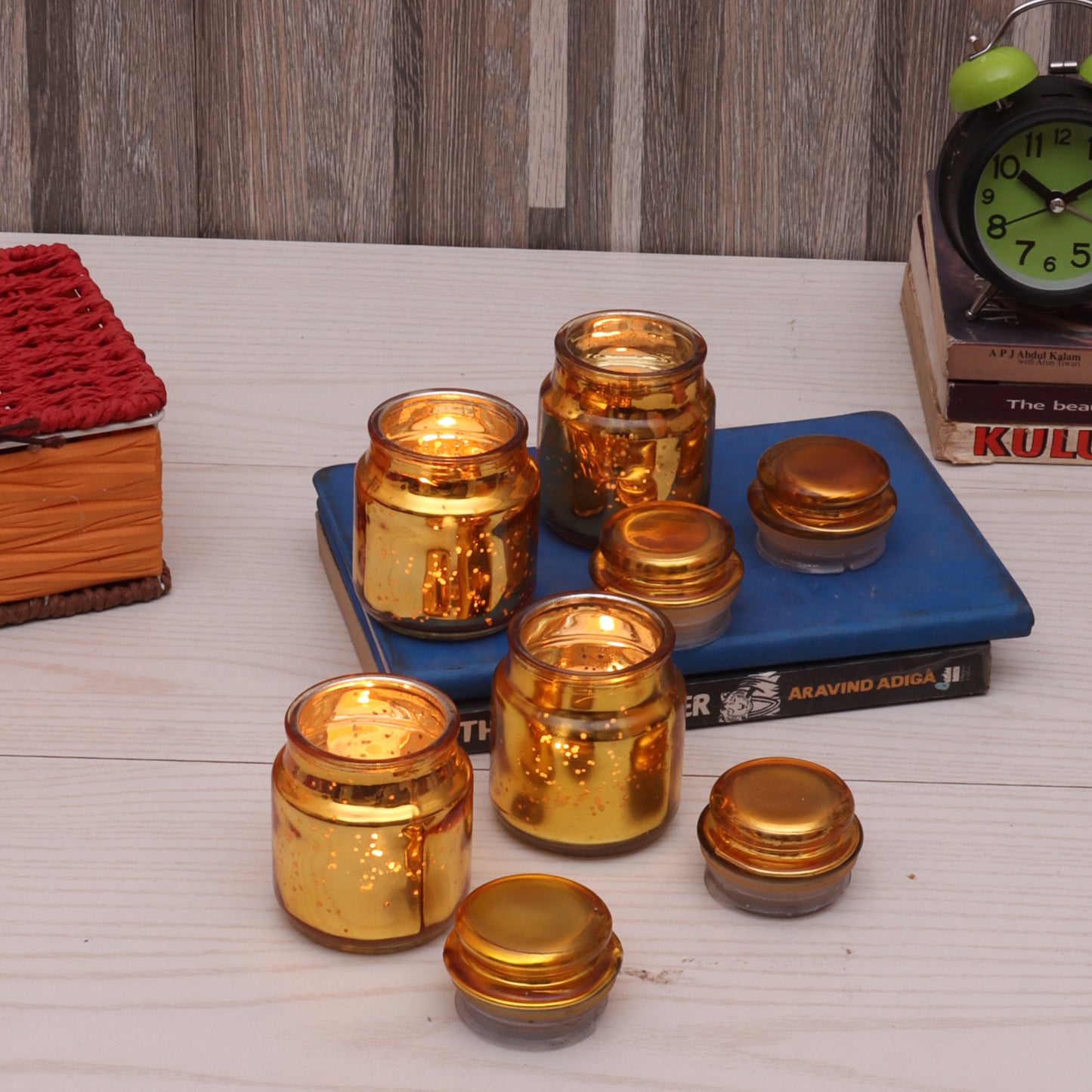Gold Glass Jars With Lid Set of 4