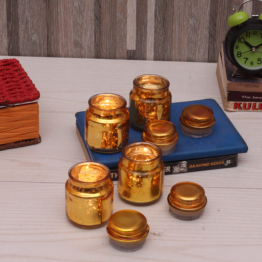 Gold Glass Jars With Lid Set of 4