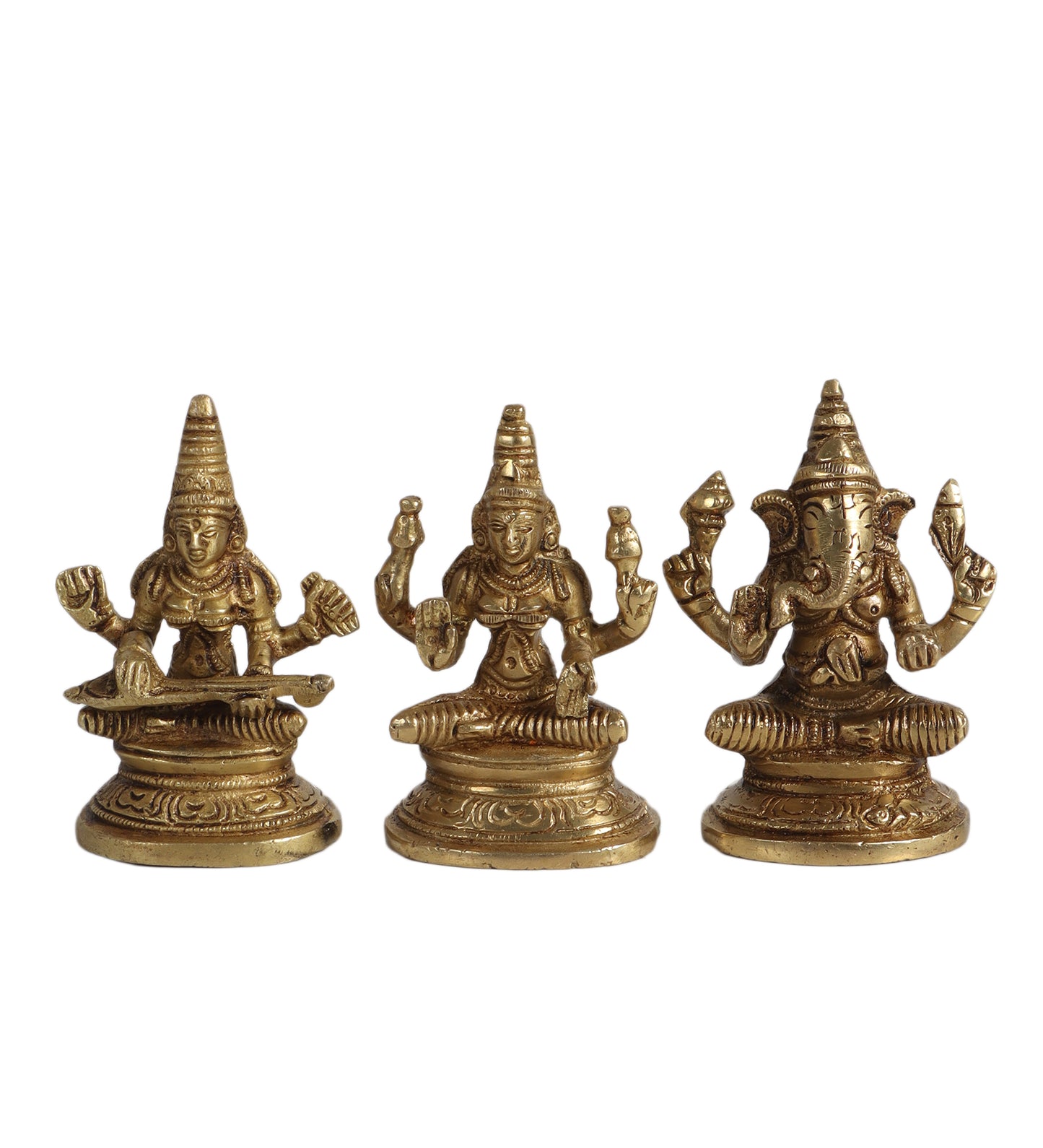 Brass Laxmi Ganesh & Saraswati Idol