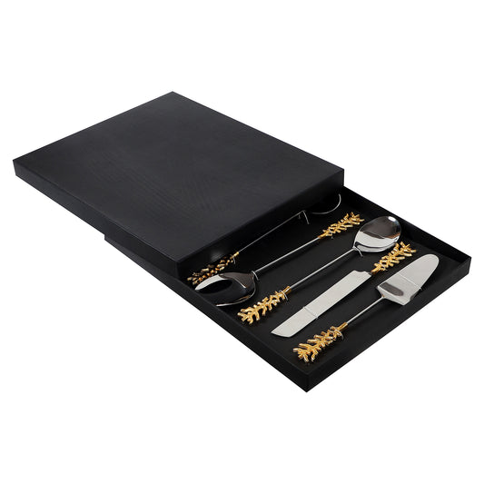 Gold Stem & Silver Steel Serving Set of 8