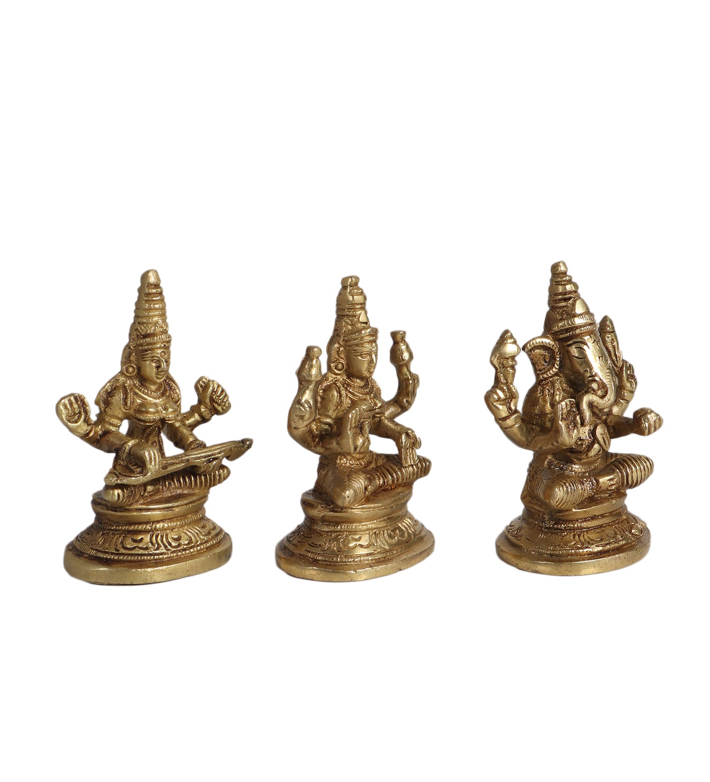 Brass Laxmi Ganesh & Saraswati Idol
