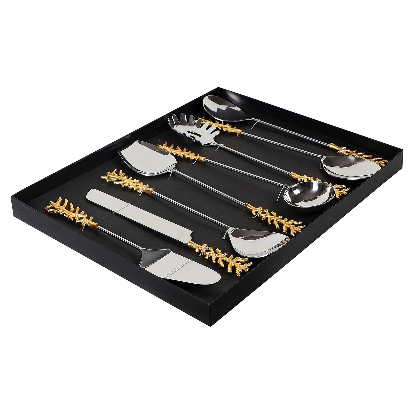 Gold Stem & Silver Steel Serving Set of 8