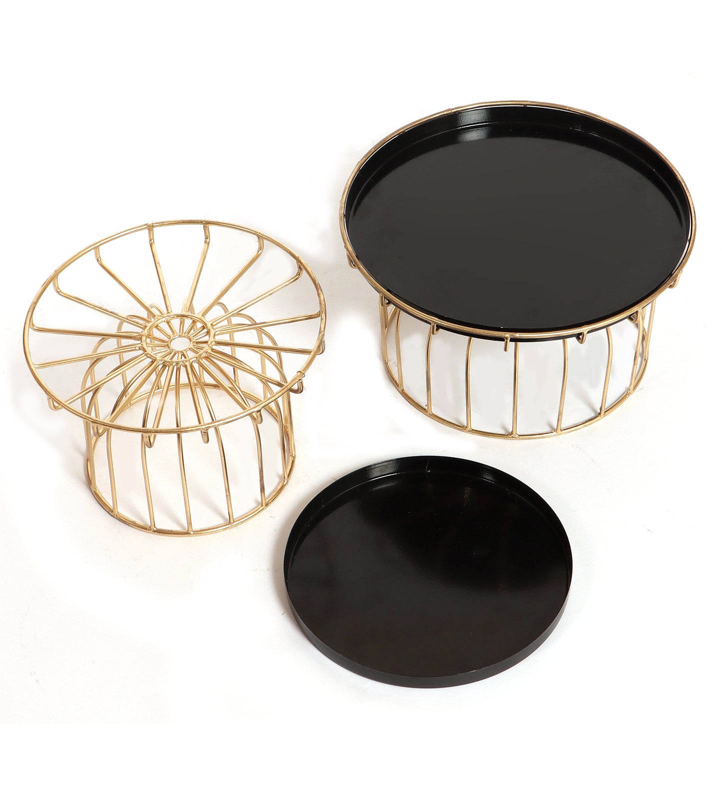 Blue & Gold Metal Cake Platter WIth Knife & Server