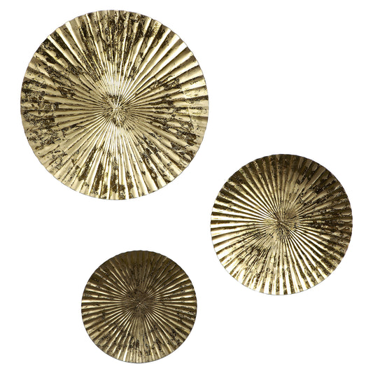 Gold Foil Hammered Wall Décor Set of 3