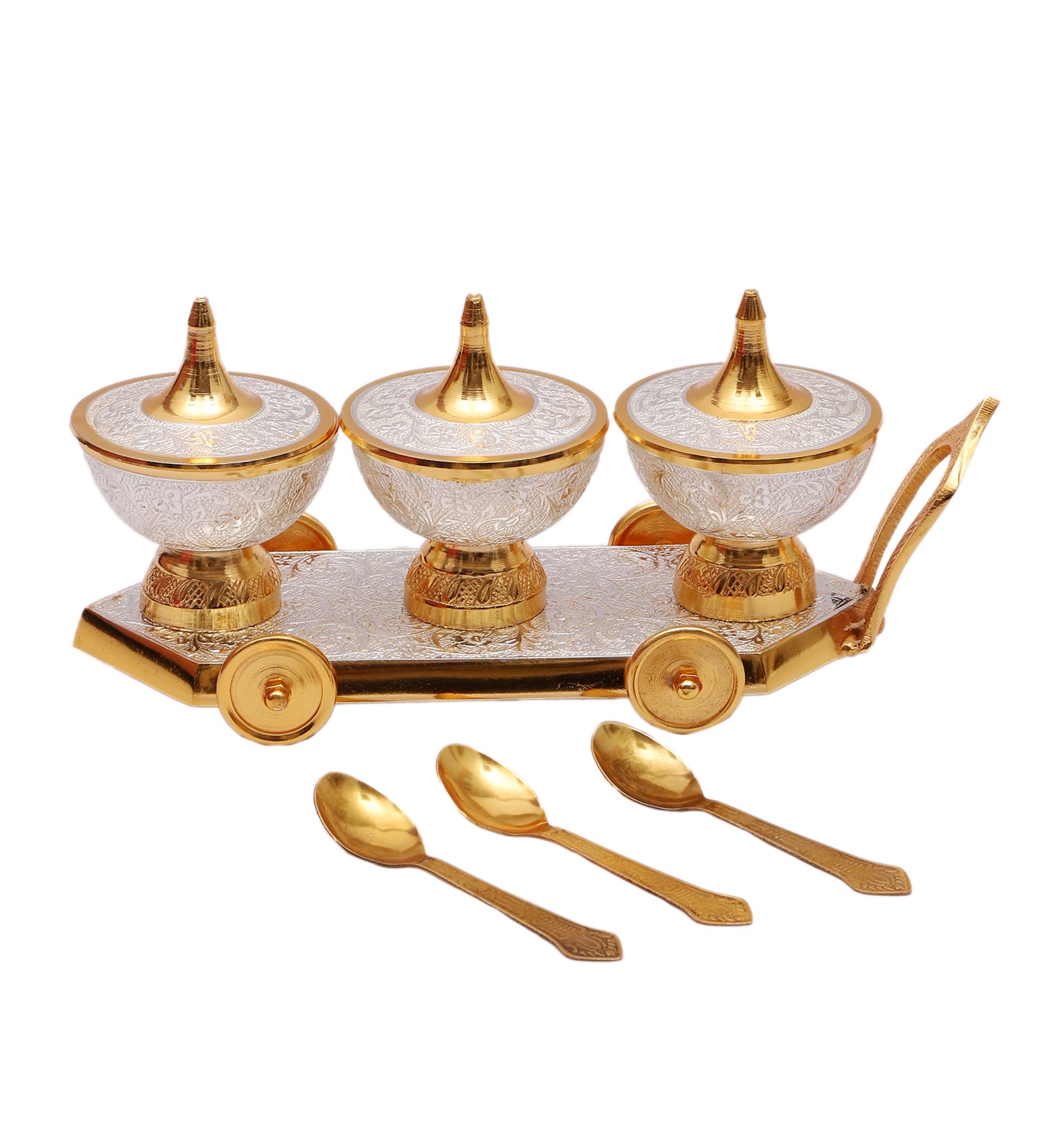 Aluminium Gold & White Dry Fruits Trolley