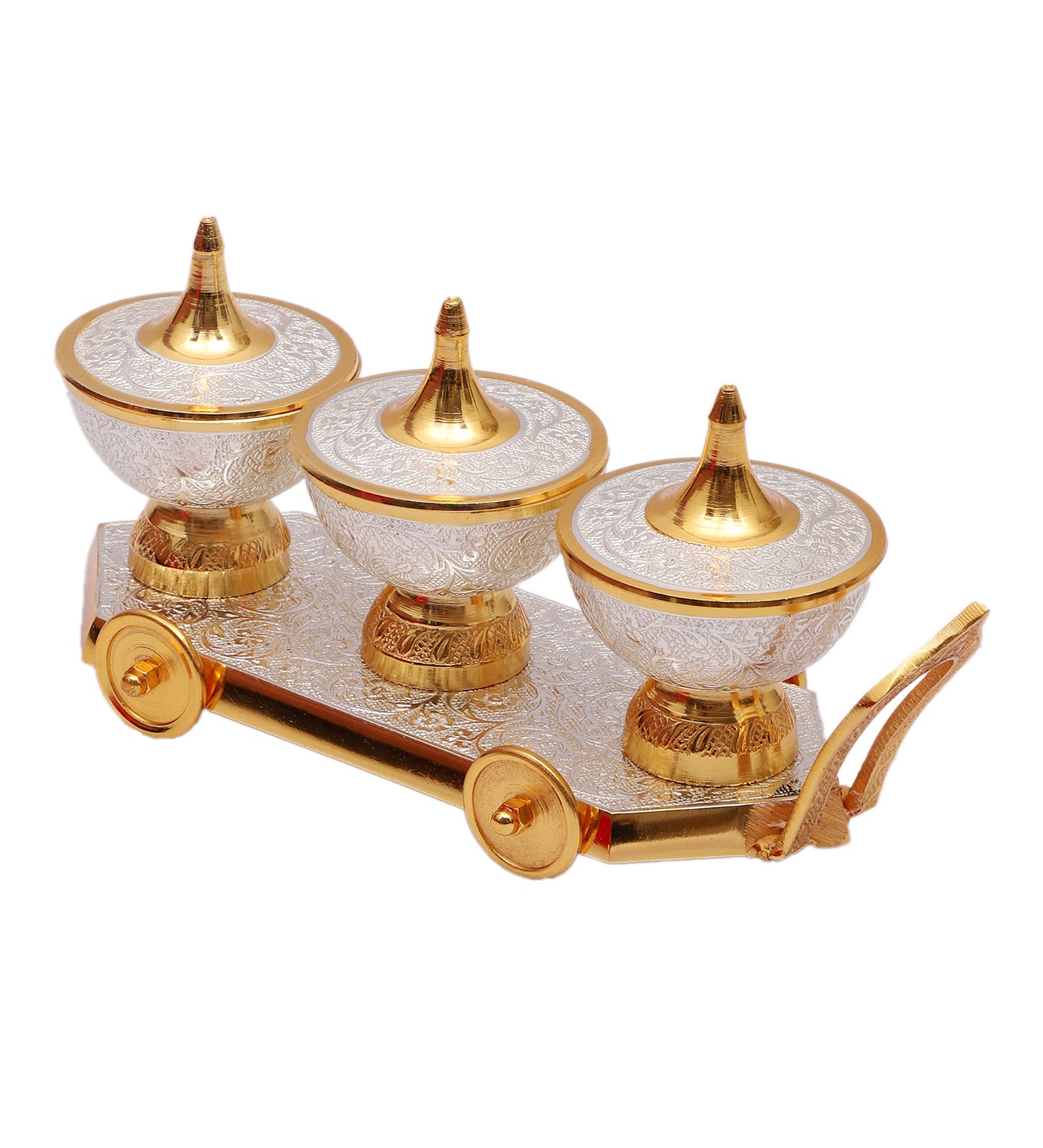 Aluminium Gold & White Dry Fruits Trolley