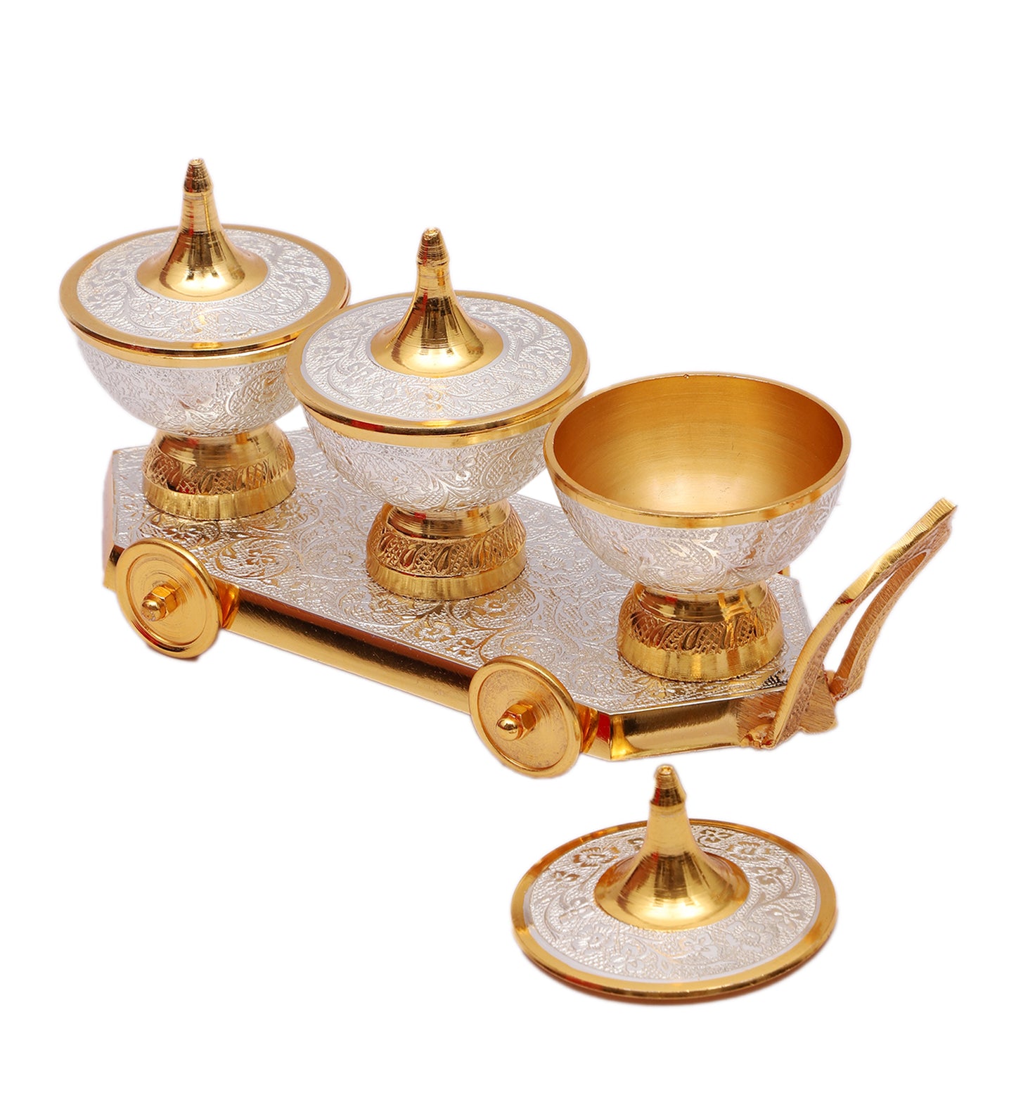 Aluminium Gold & White Dry Fruits Trolley