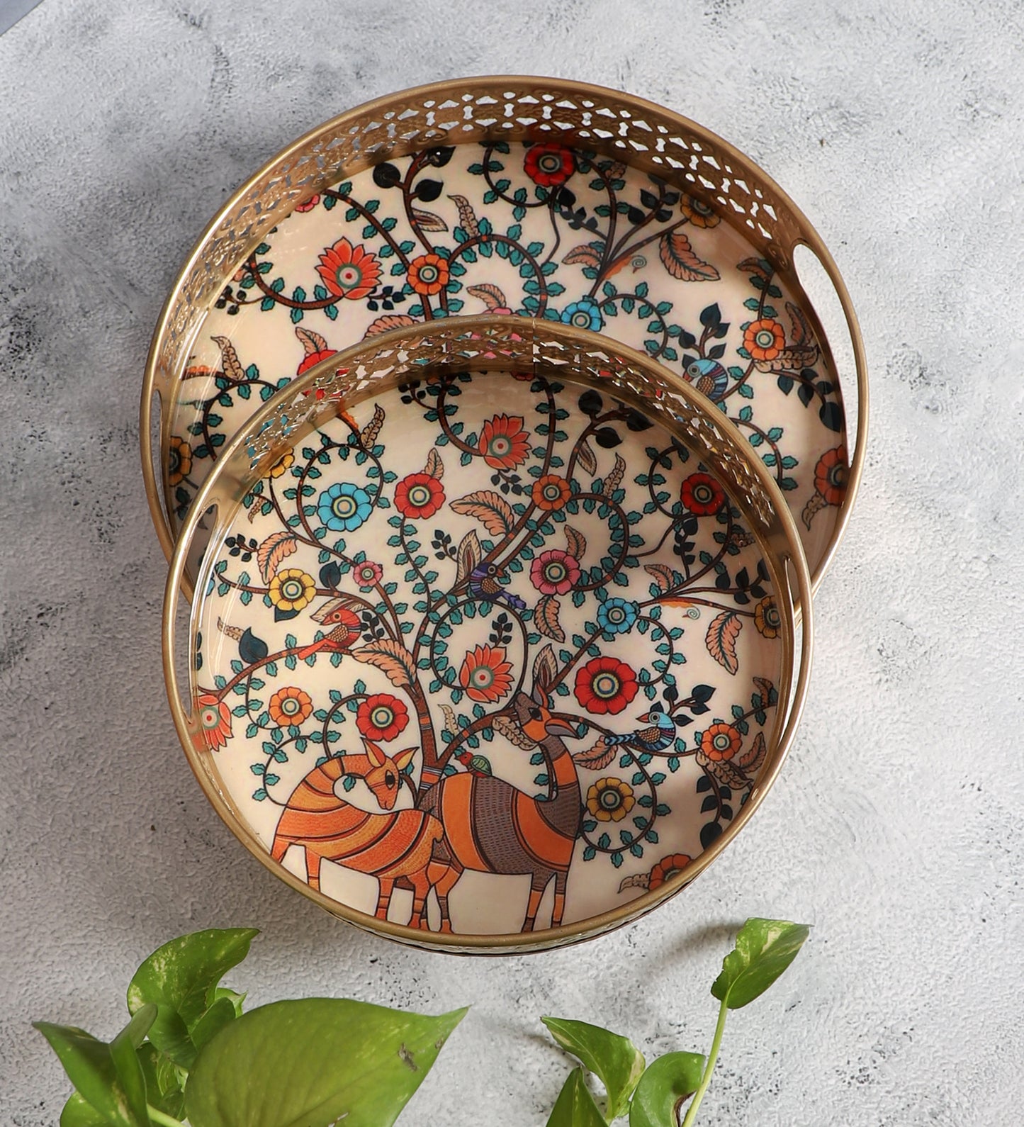 Peacock Tray Set of 2