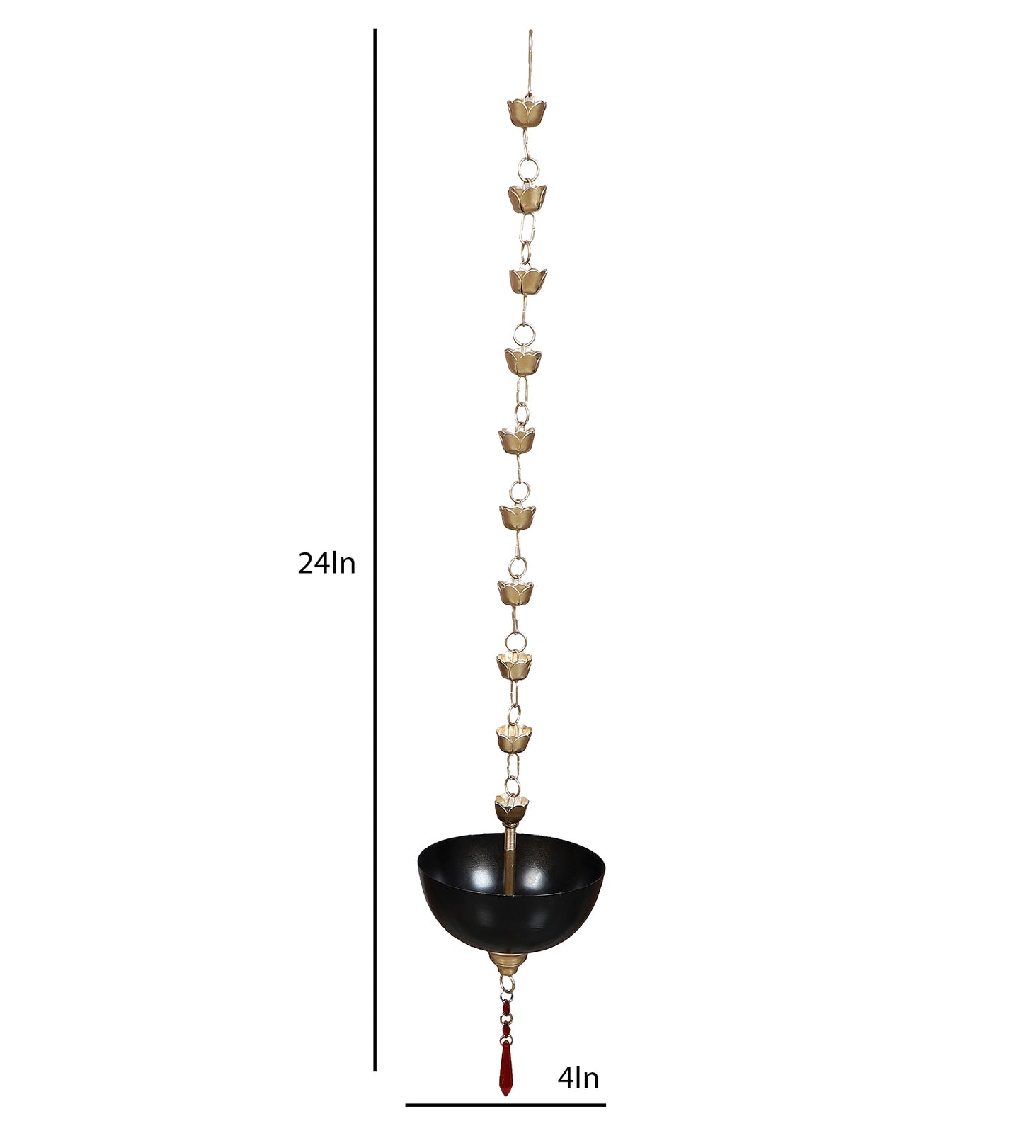 Hanging Black Bowl Urli With Beads Set of 2