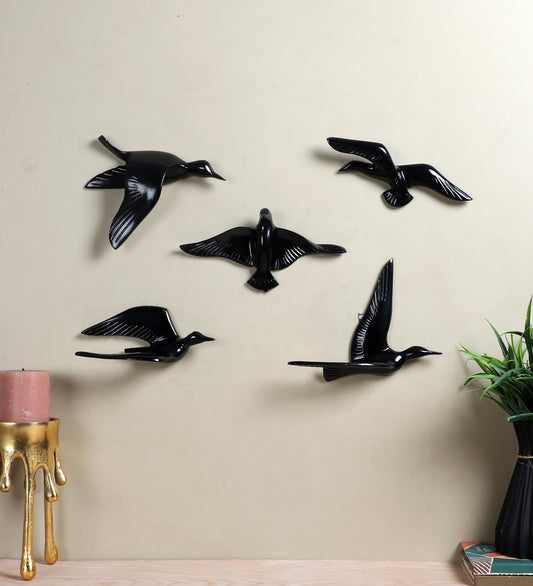 Black Aluminium Bird Set of 5