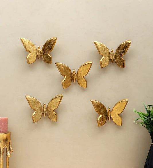 Aluminium Butterfly Wall Art Set of 5