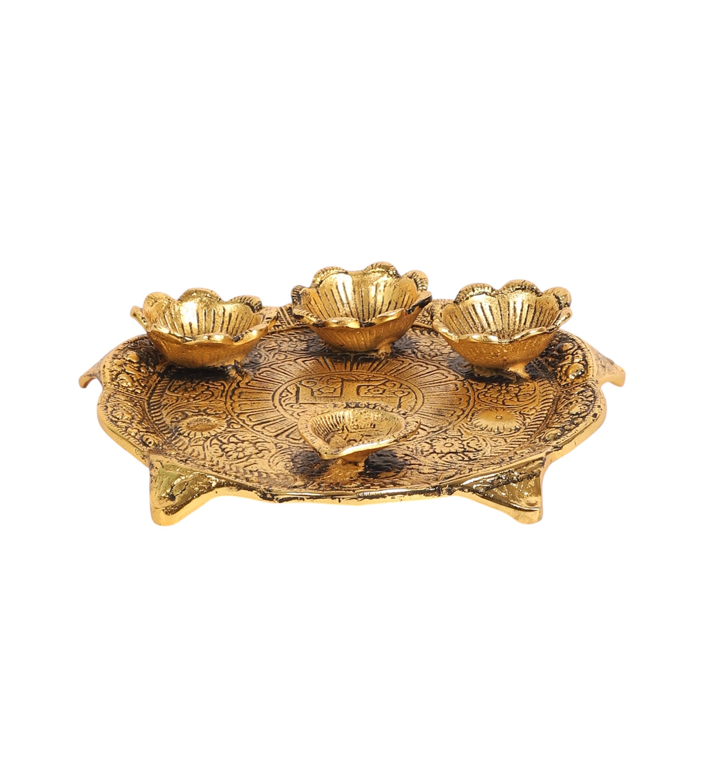 Gold & Black ALuminum Pooja Thali