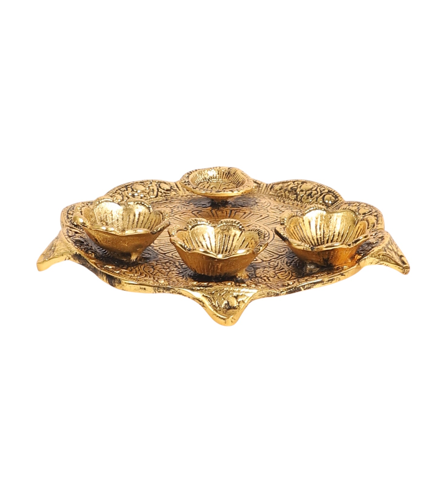 Gold & Black ALuminum Pooja Thali