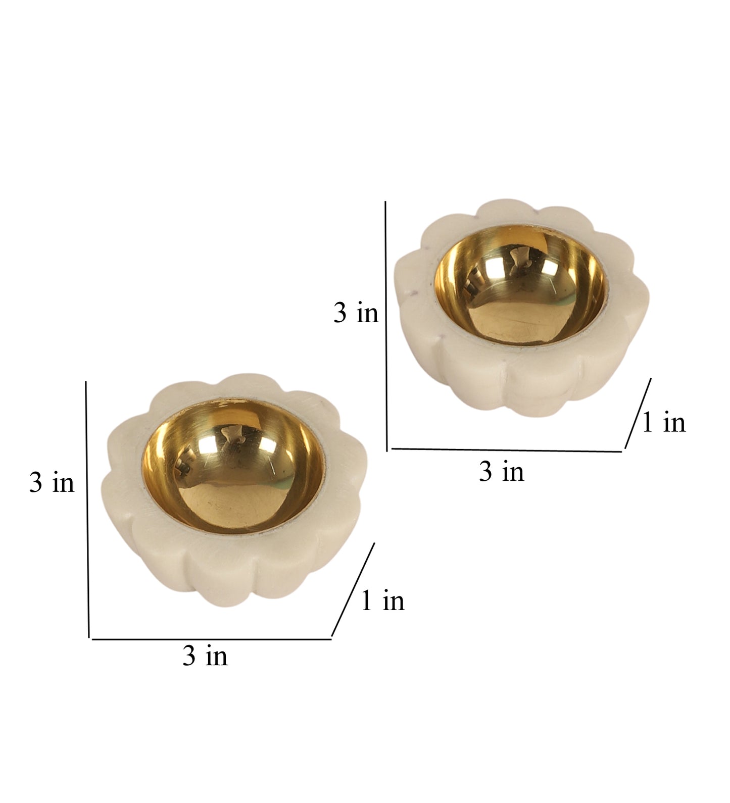 Flower Marble & Brass Dia Set of 2