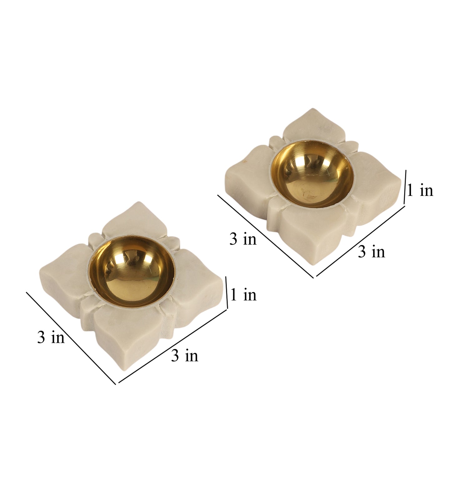 Square Marble & Brass Dia Set of 2