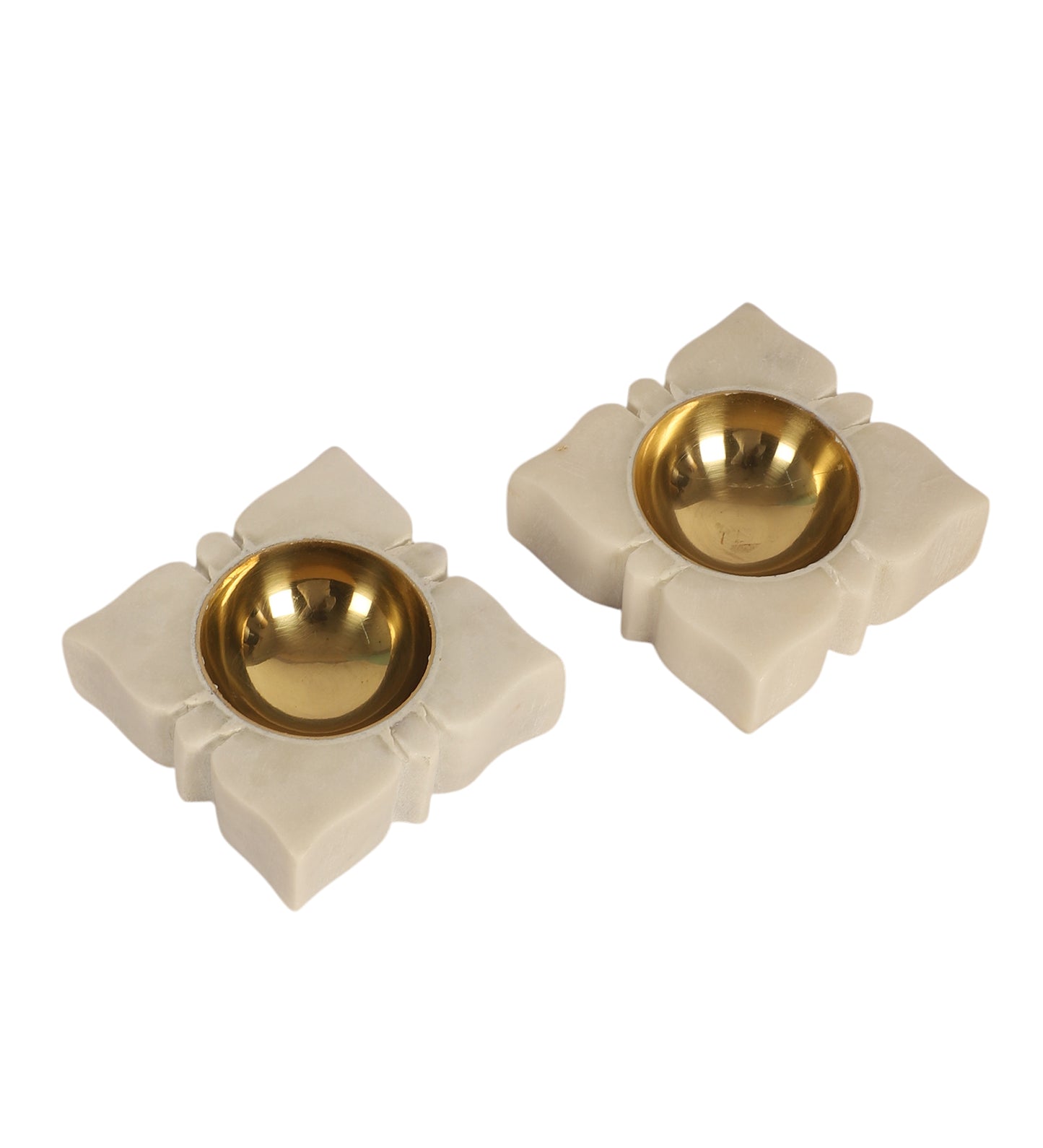 Square Marble & Brass Dia Set of 2