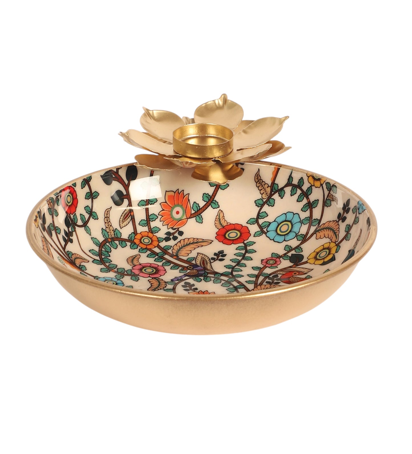 Peacock Meena Urli Bowl With Flowers