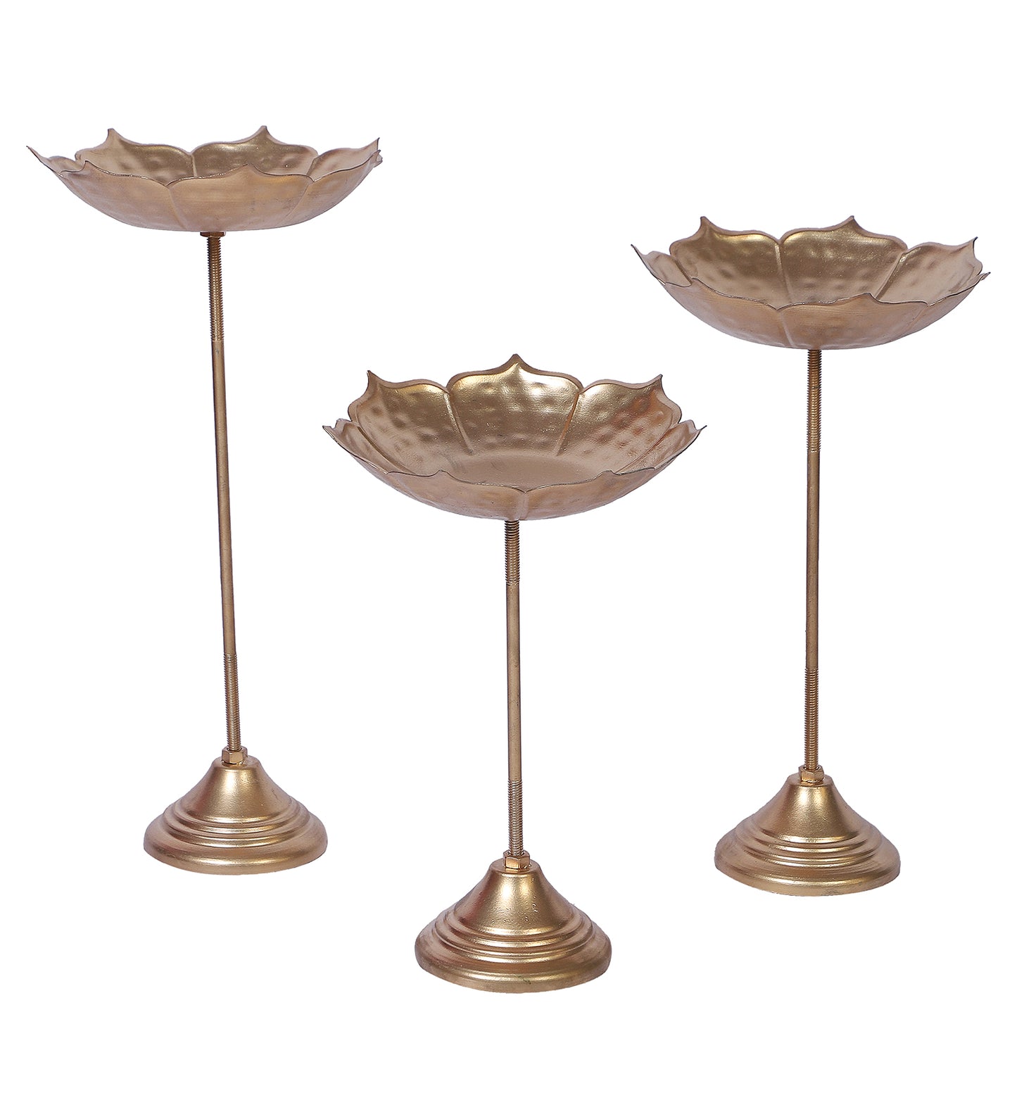 Gold Metal Detachbale Suflower Urli with Stand Set of 3