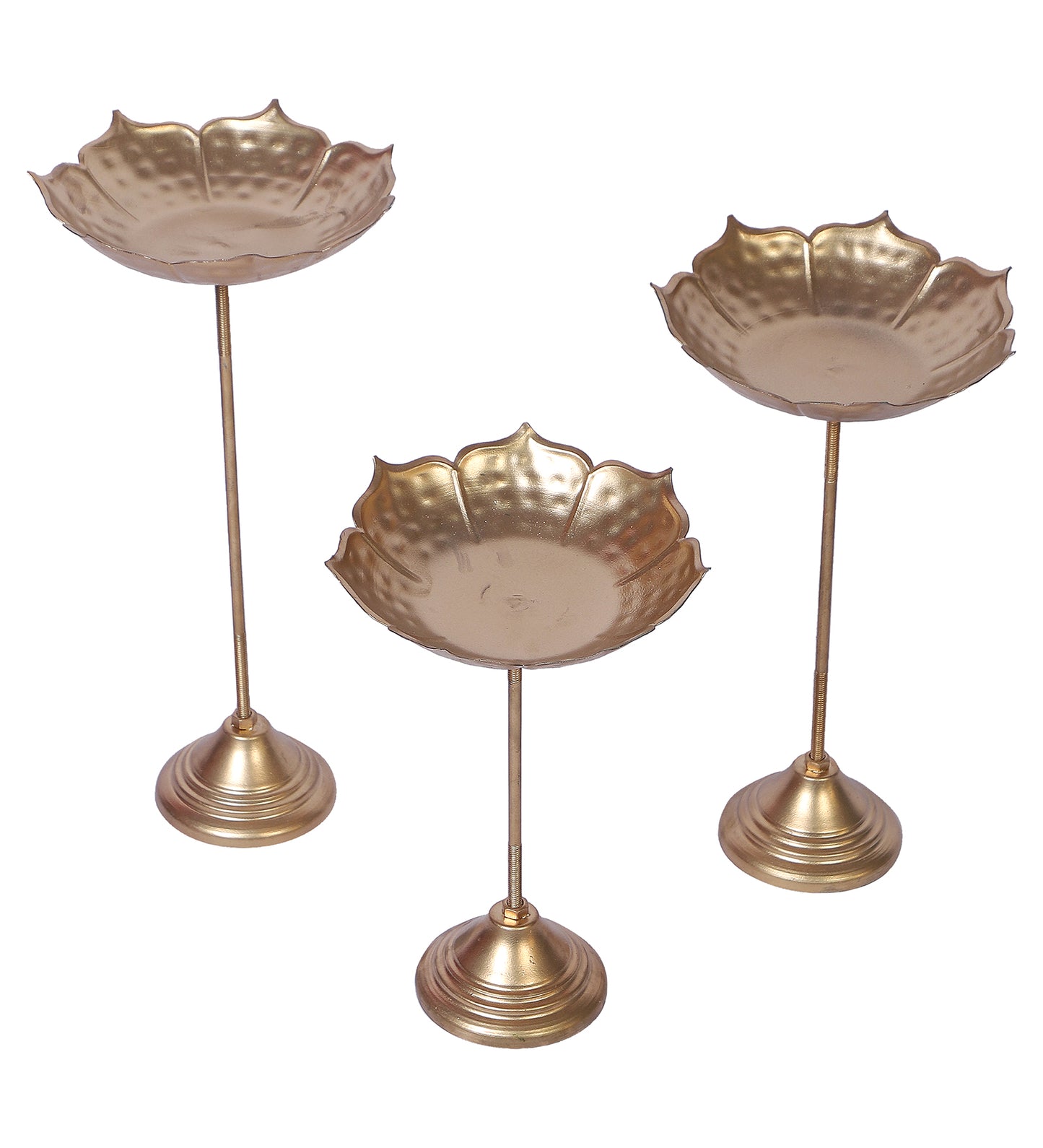 Gold Metal Detachbale Suflower Urli with Stand Set of 3