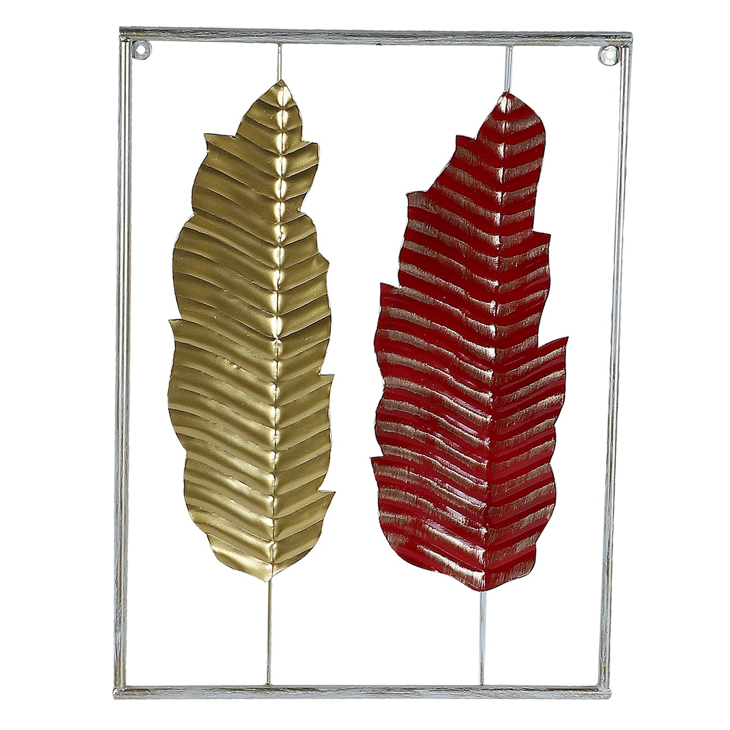 Red , Yellow & Gold Rectangular Leaves Wall Decor Set of 3