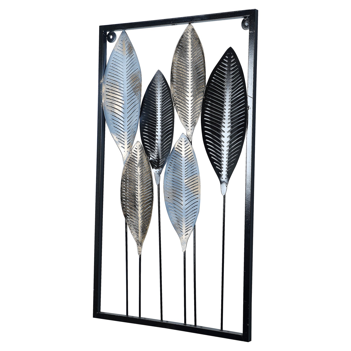 Black & Gold Leaves Rectangular Wall Décor