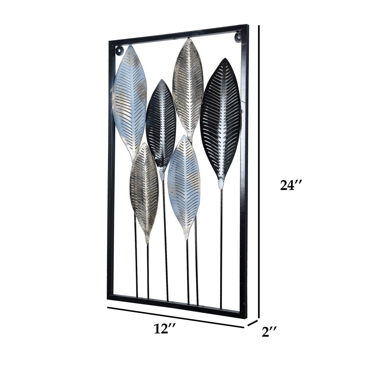 Black & Gold Leaves Rectangular Wall Décor