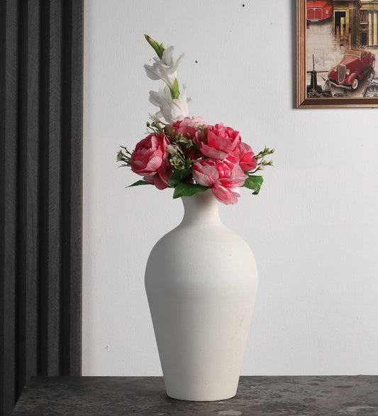 Off White Textured Flower Pot