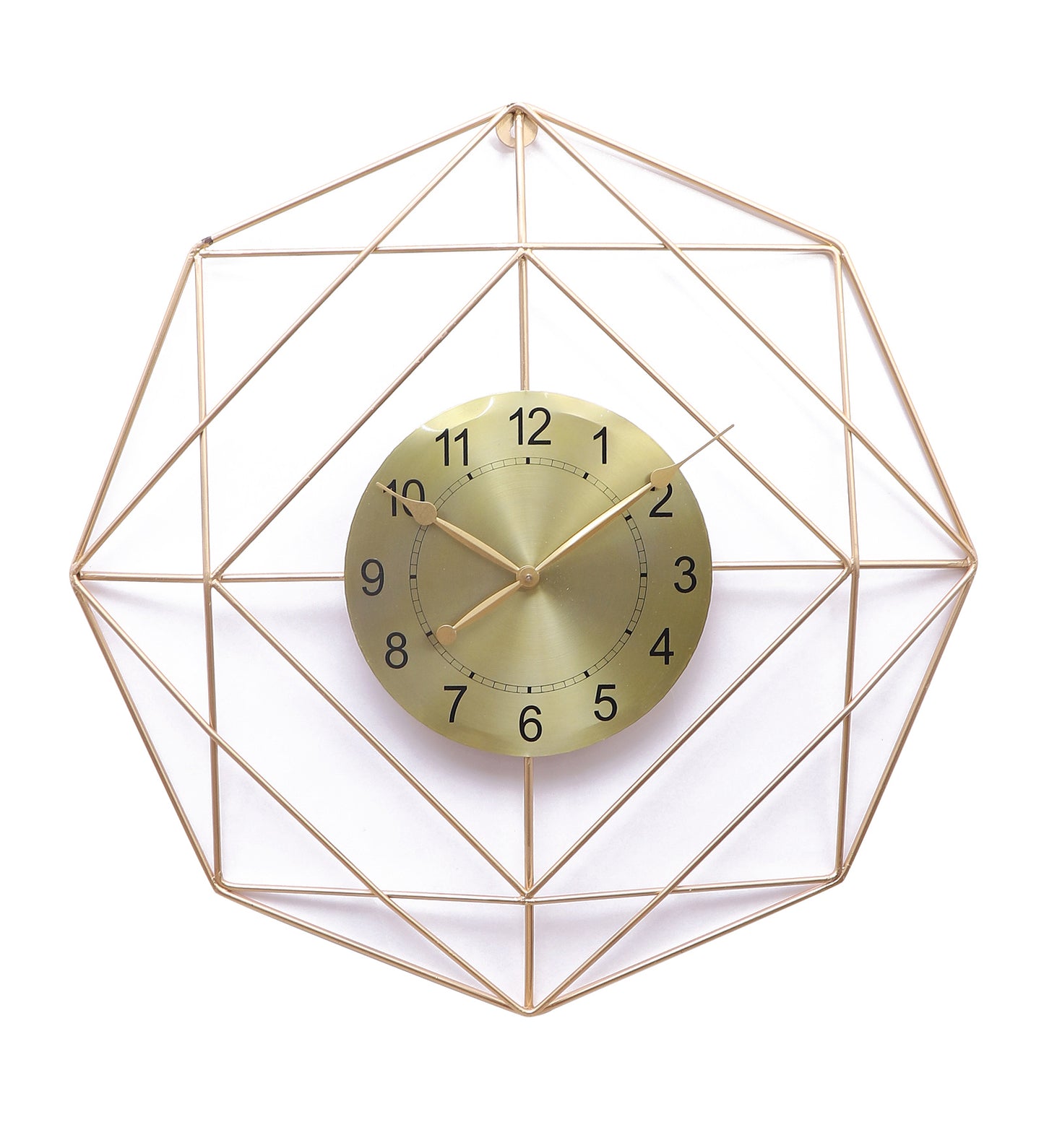 Hexagon Wire Wall CLock WIth Gold DIal