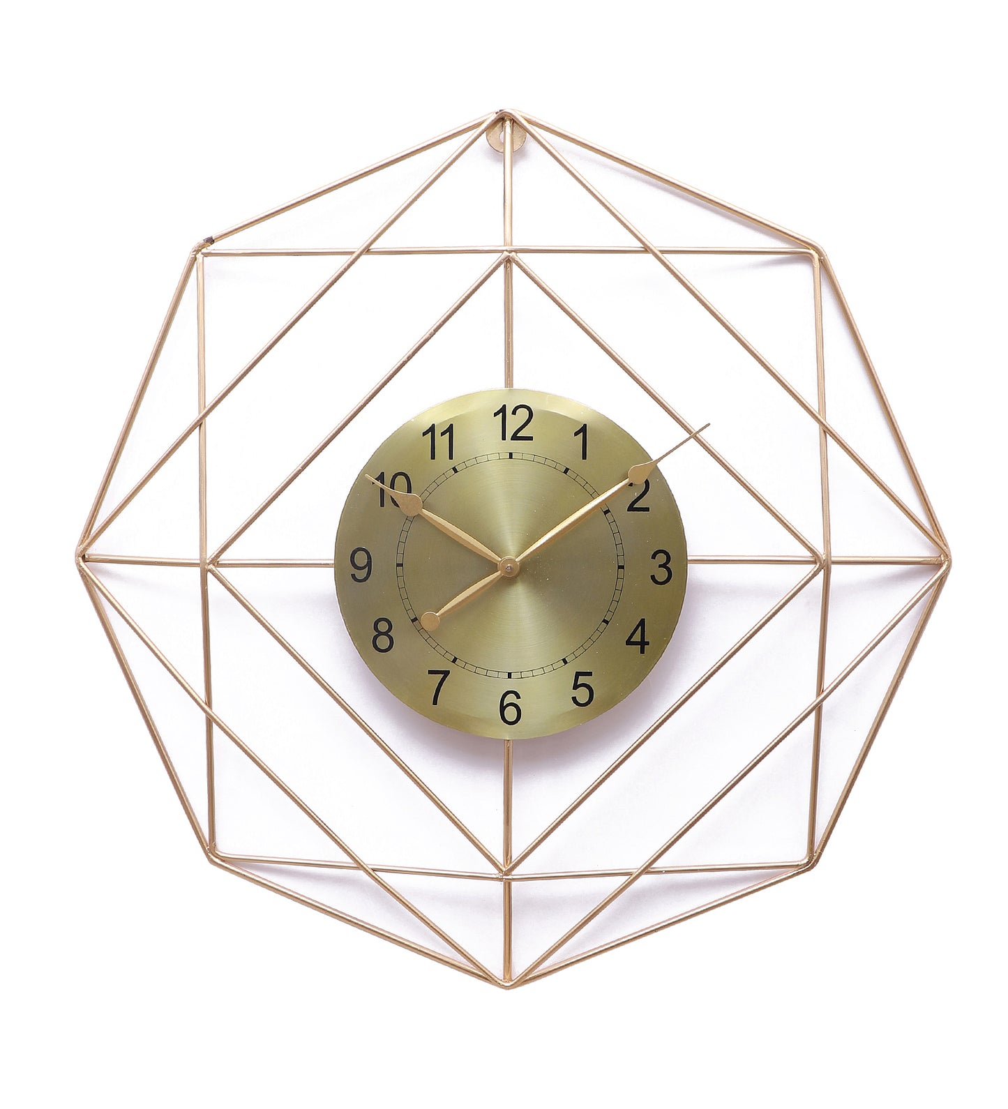 Hexagon Wire Wall CLock WIth Gold DIal