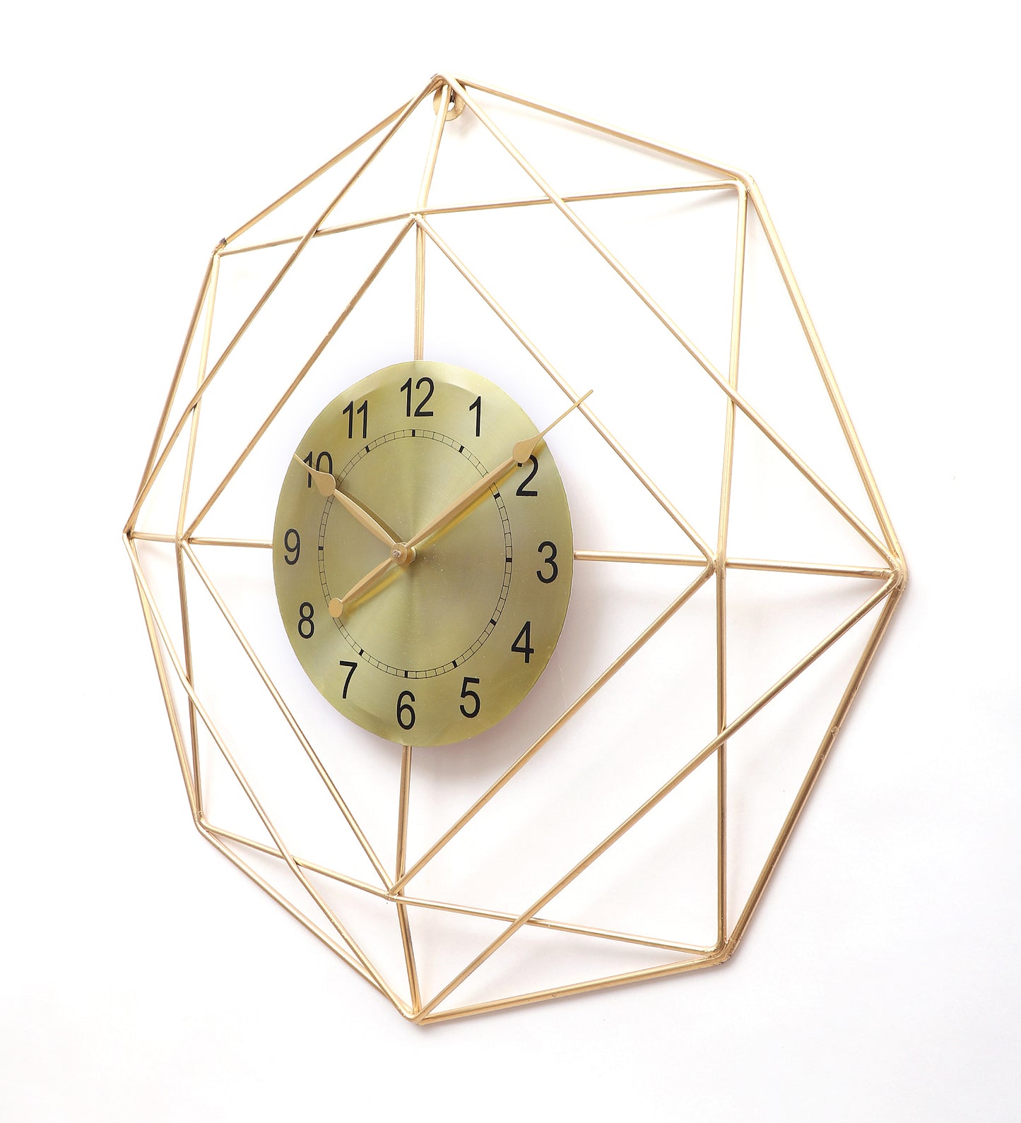 Hexagon Wire Wall CLock WIth Gold DIal