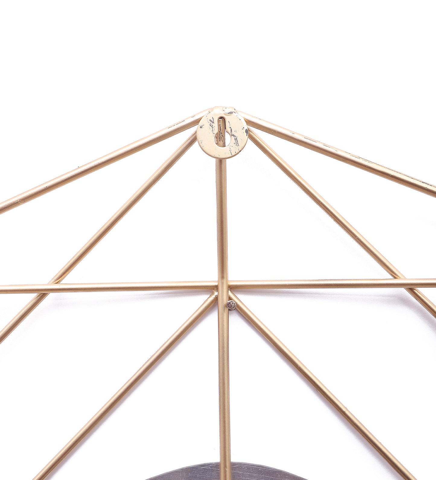 Hexagon Wire Wall CLock WIth Gold DIal