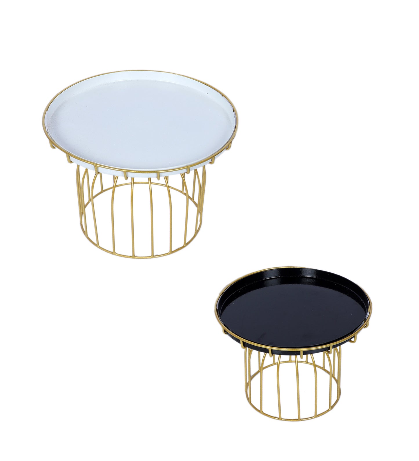 Black White & Gold Wired Cake Platter Set of 2