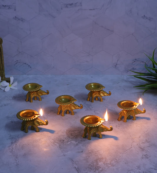 Elephant & Dia Tealight Holder Set of 6