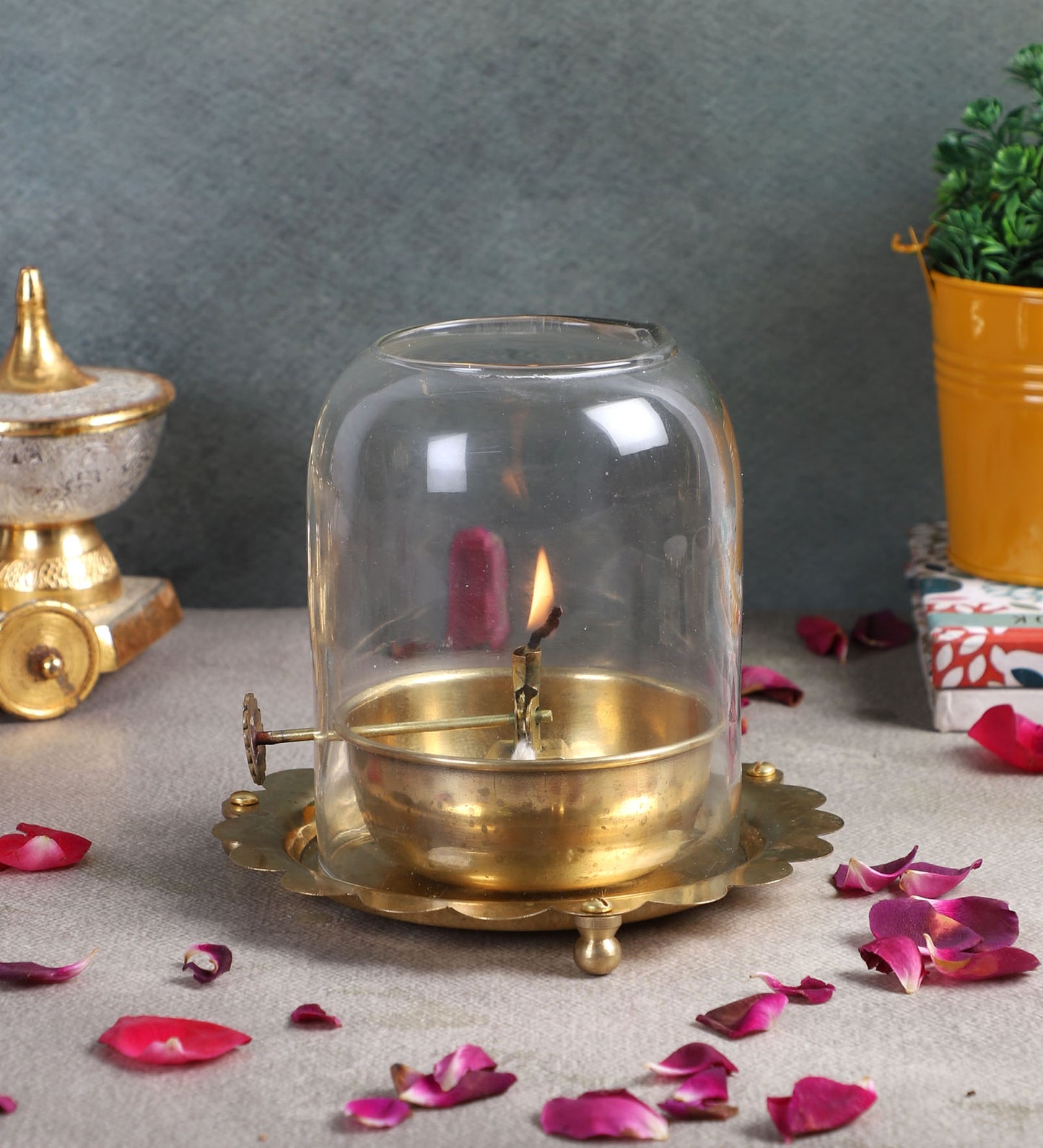 Brass & Glass Akhand Jyot Deepak