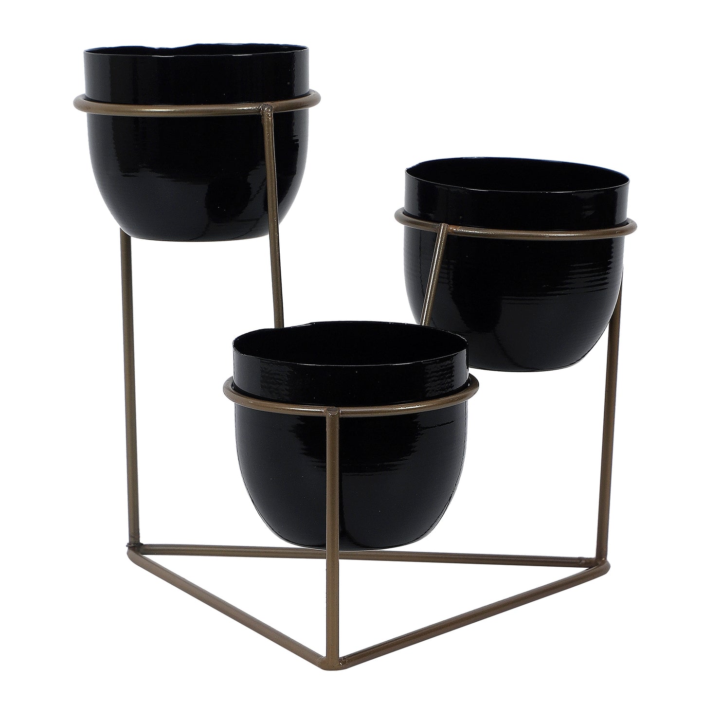 Triangle Stand Planter Gold & Black