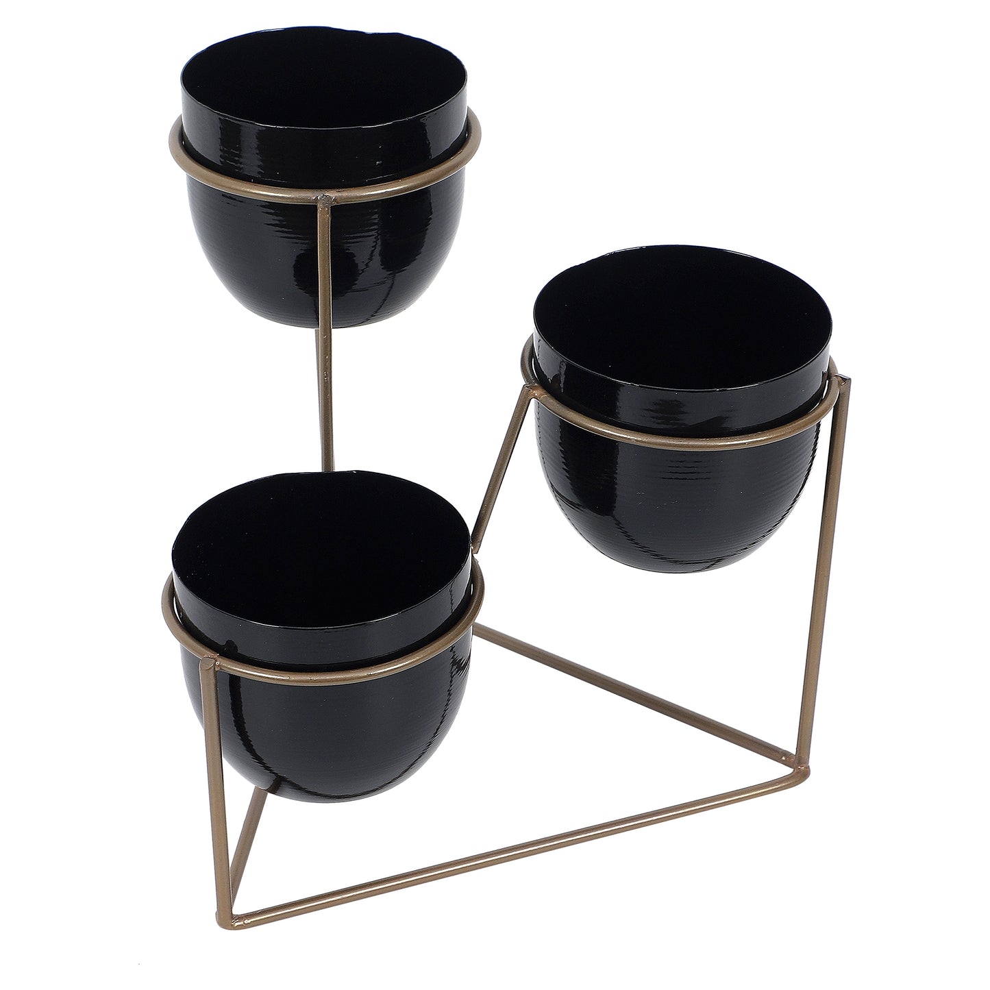 Triangle Stand Planter Gold & Black