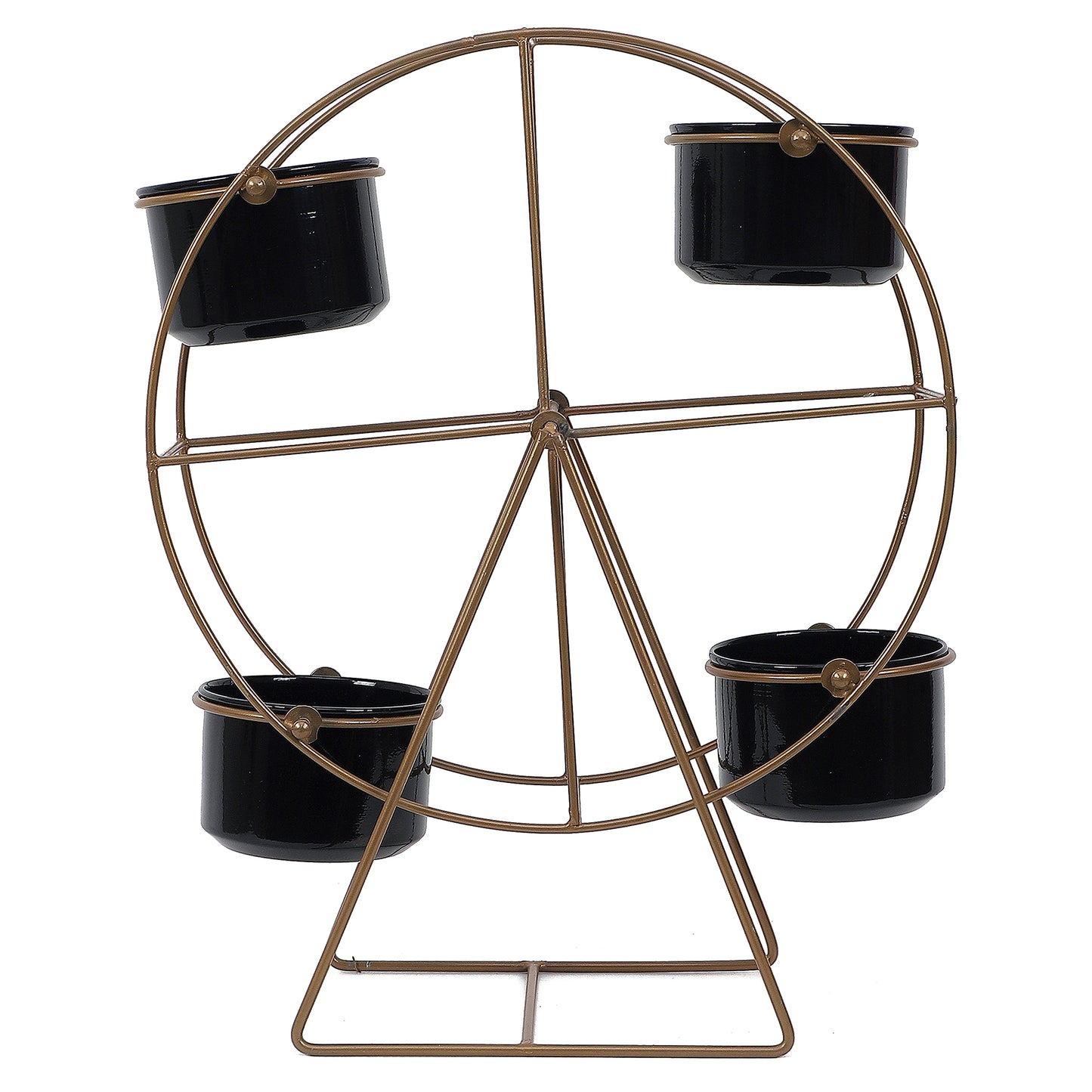 Revolving Wheel Black & White Planter Stand