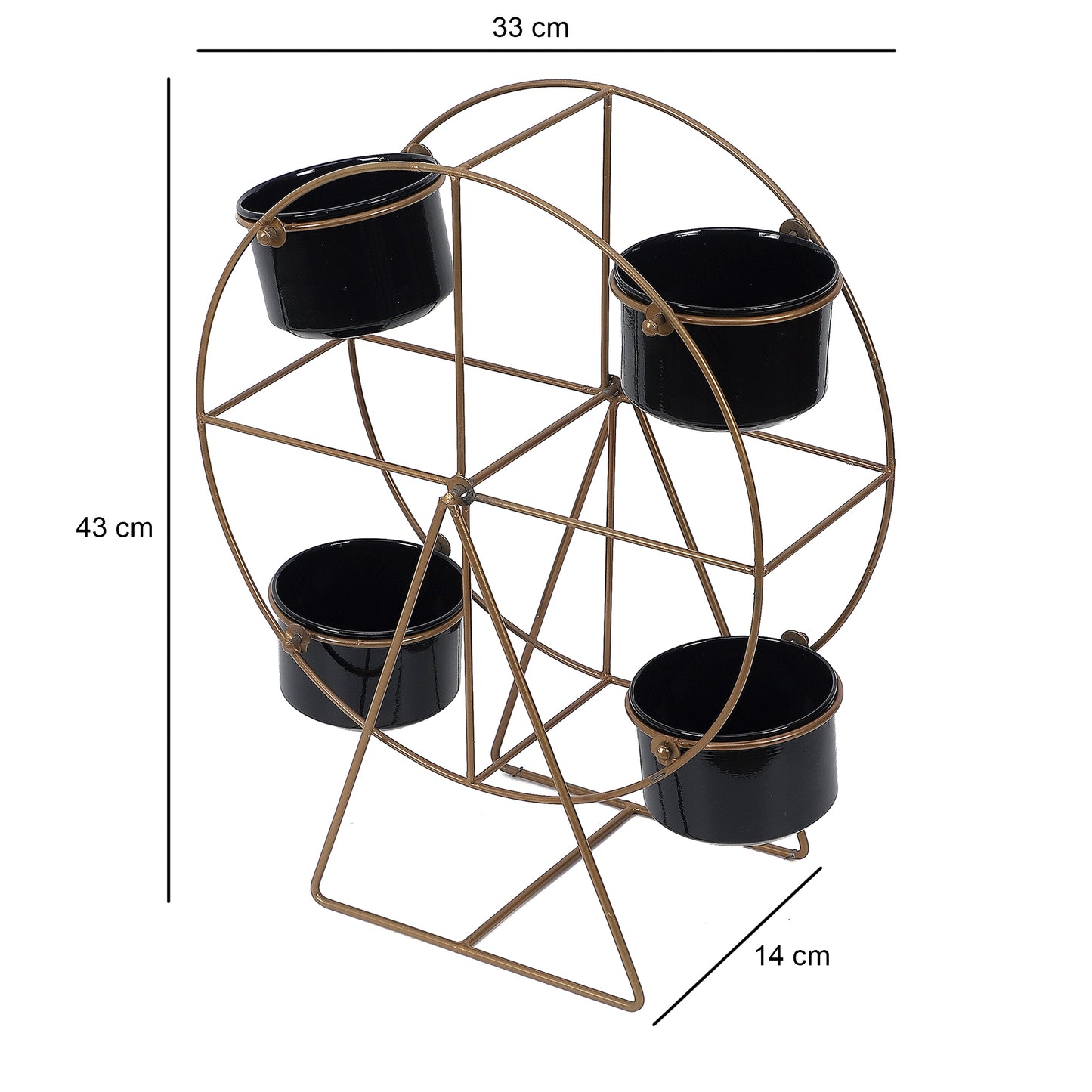 Revolving Wheel Black & White Planter Stand