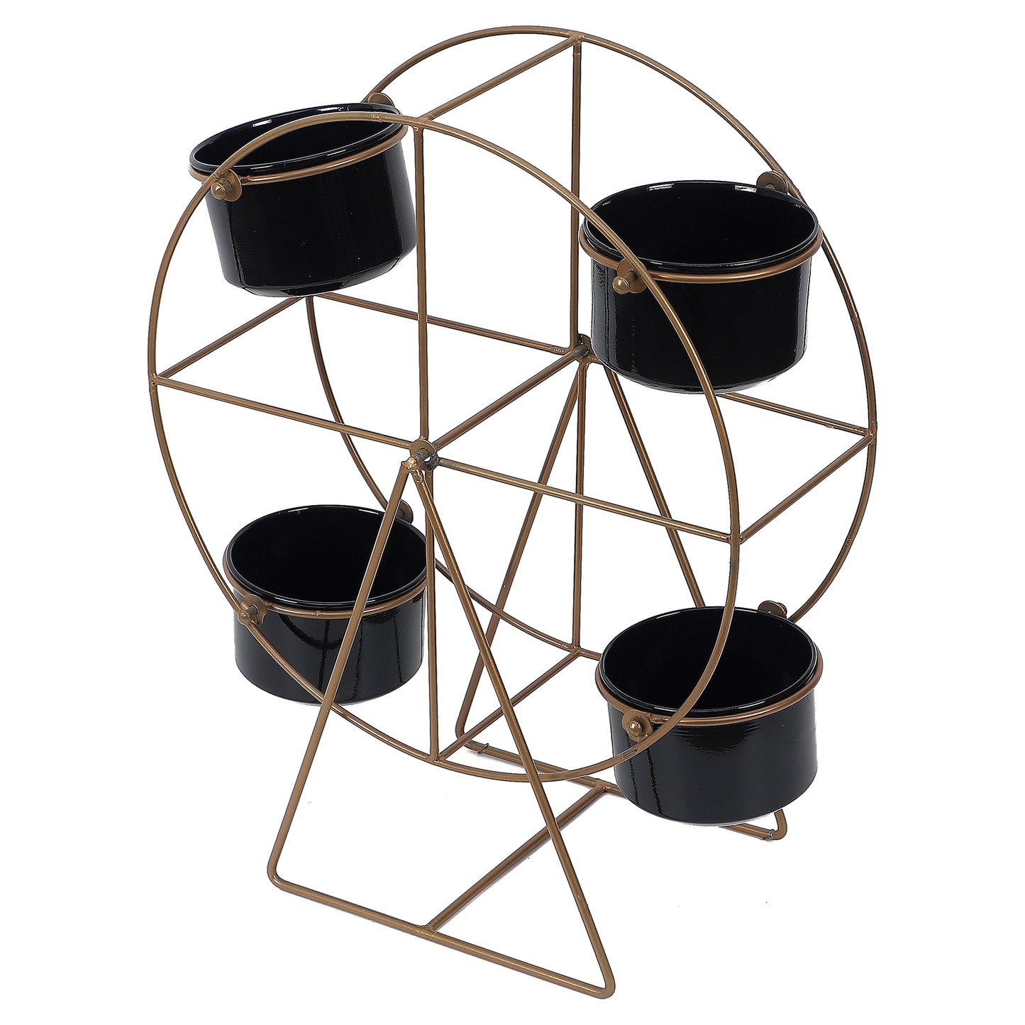 Revolving Wheel Black & White Planter Stand
