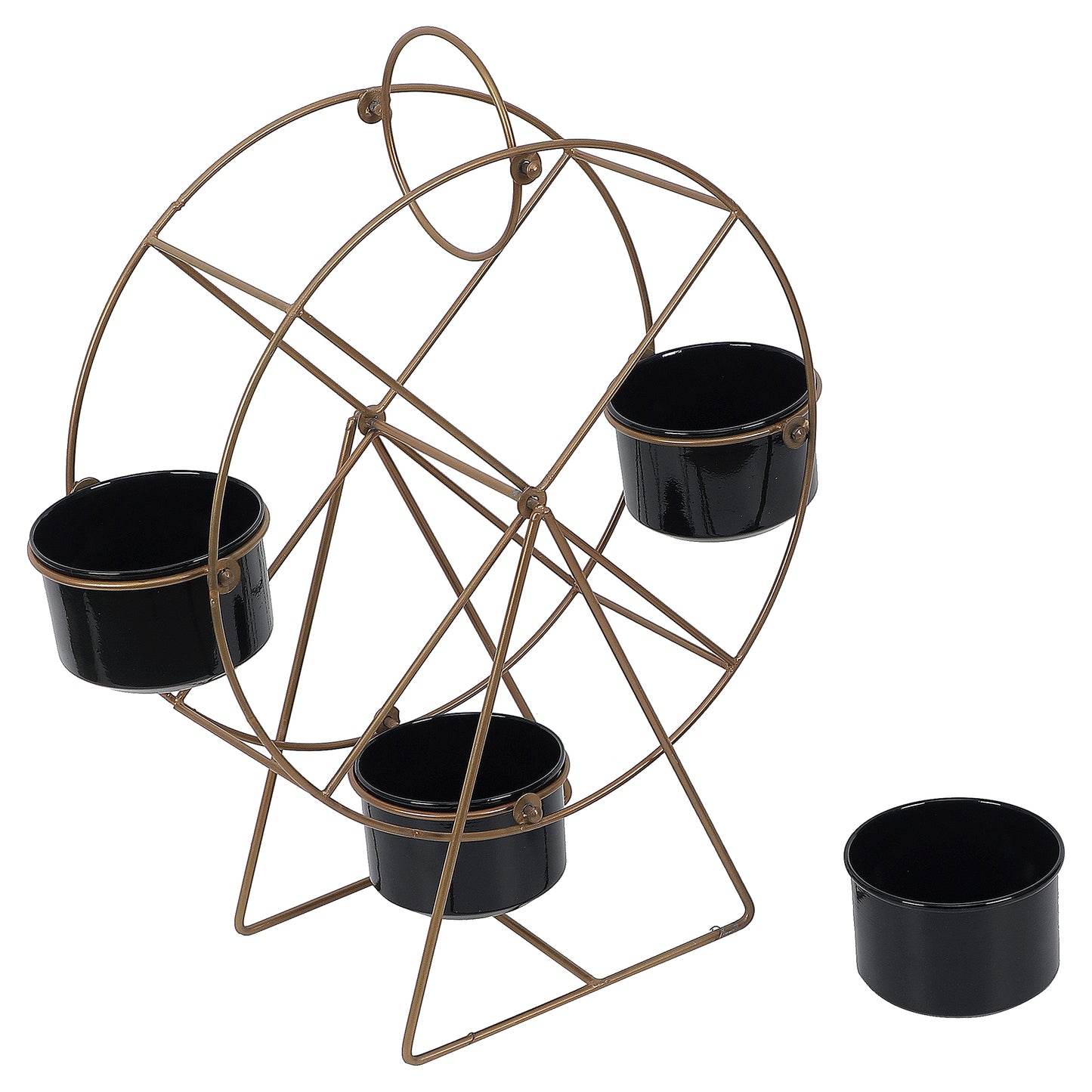 Revolving Wheel Black & White Planter Stand